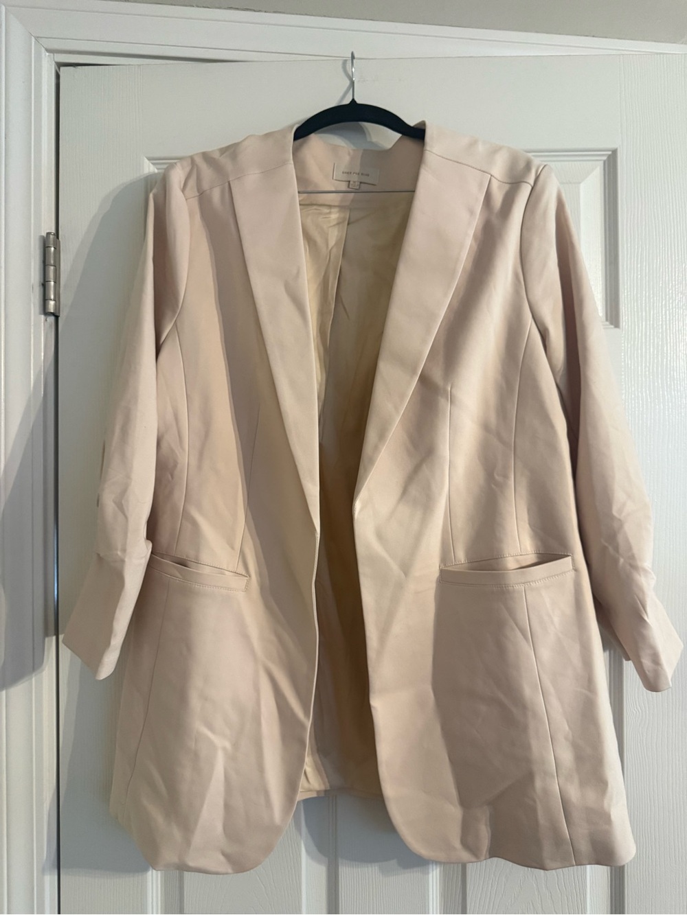 Skies are Blue Women's Cream Longline Blazer Jacket